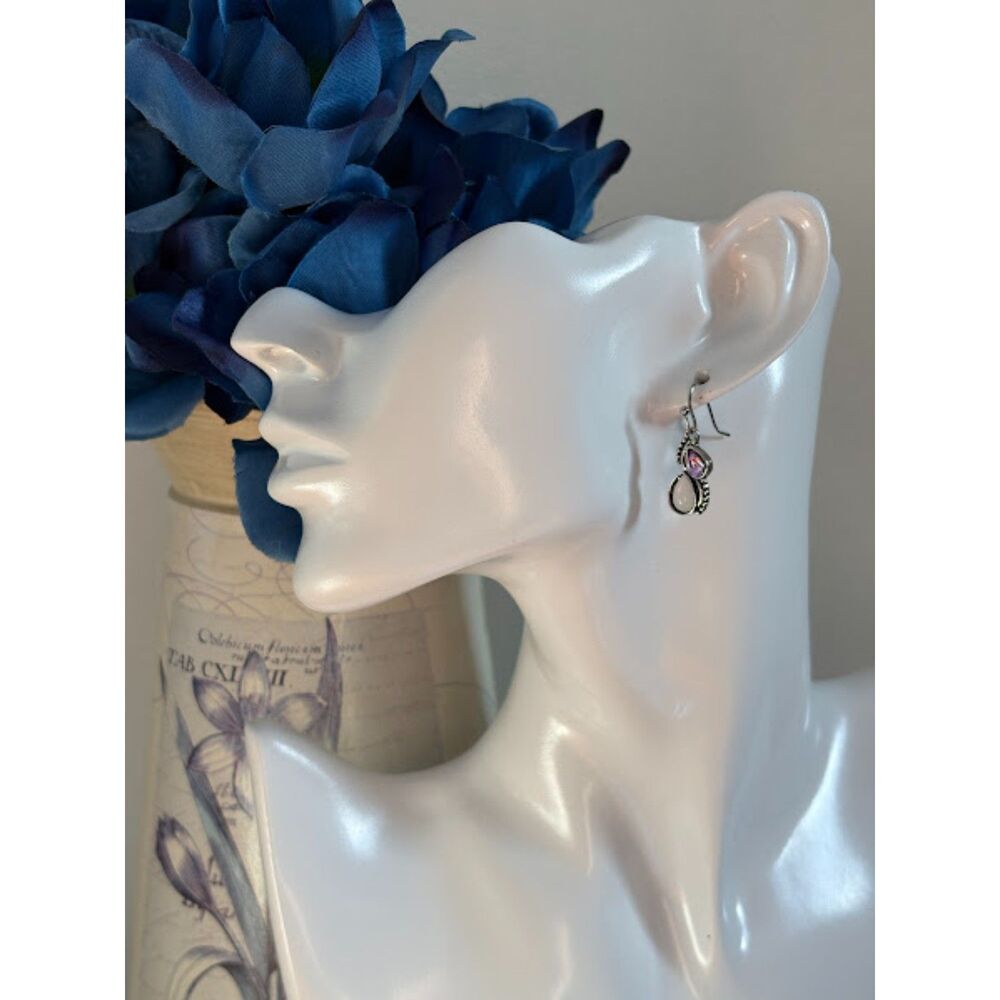 Silver and Purple Rhinestone Earrings NWT 1.5"